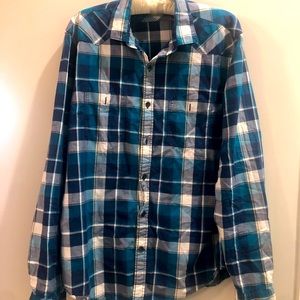 EXPRESS men’s blue Plaid button-down